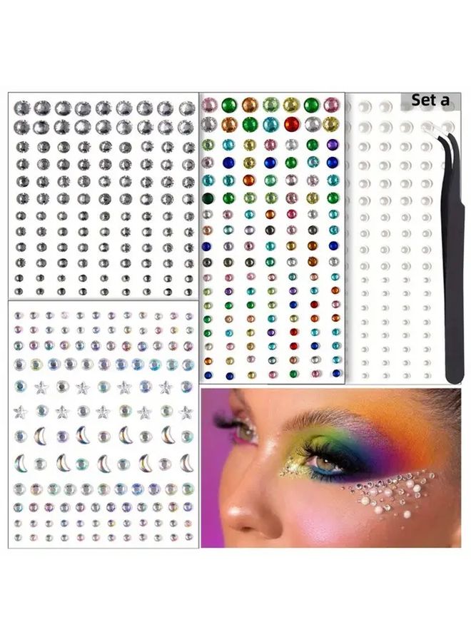 Set B Diamond Pearl Rhinestone Face Stickers Stage Makeup Tear Drill Jewelry - Image 3